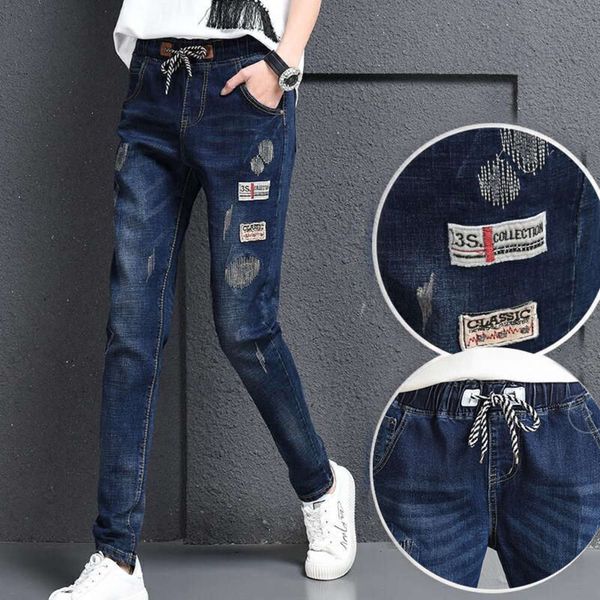 spring new high skinny elastic waist embroidery harlan jeans women's pants, Blue
spring new high skinny elastic waist embroidery harlan jeans women's pants, Blue
