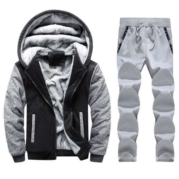 men's tracksuits multicolor men winter warm hoodie thicken zipper fur inside sweater mans outwear 2pc coat pants sets large size 5xl, Gray
men's tracksuits multicolor men winter warm hoodie thicken zipper fur inside sweater mans outwear 2pc coat pants sets large size 5xl, Gray