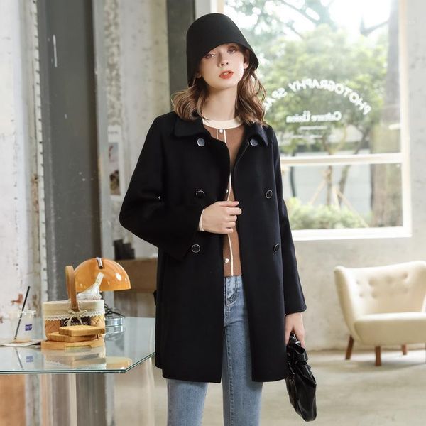 pure color wool double coat lapels double-breasted belt of new fund of 2020 autumn winters cloth coat female 98229 #1, Black
pure color wool double coat lapels double-breasted belt of new fund of 2020 autumn winters cloth coat female 98229 #1, Black