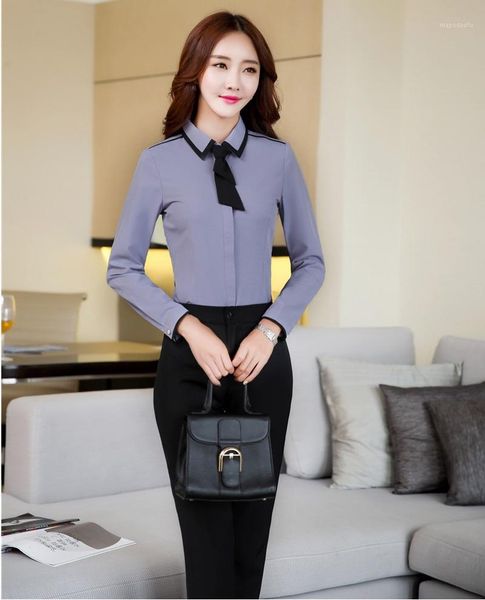 two piece sets women business suits with pant and blouses sets ladies grey shirts with tie pantsuits1, White;black
two piece sets women business suits with pant and blouses sets ladies grey shirts with tie pantsuits1, White;black