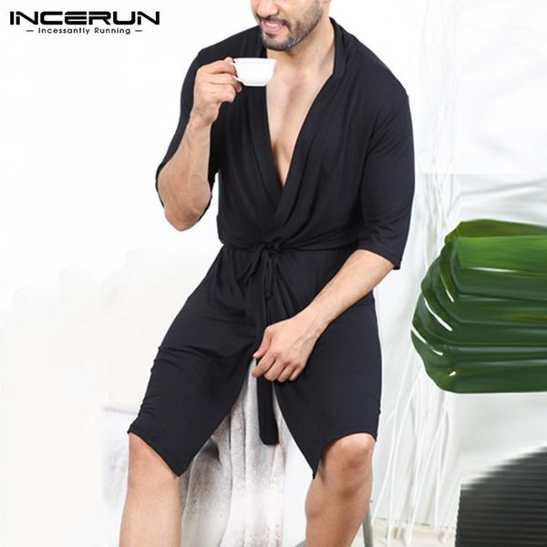 incerun 2020 men robes half sleeve solid comfortable couple bathrobes v neck soft kimono nightgown casual men homewear plus size1, Black;brown
incerun 2020 men robes half sleeve solid comfortable couple bathrobes v neck soft kimono nightgown casual men homewear plus size1, Black;brown