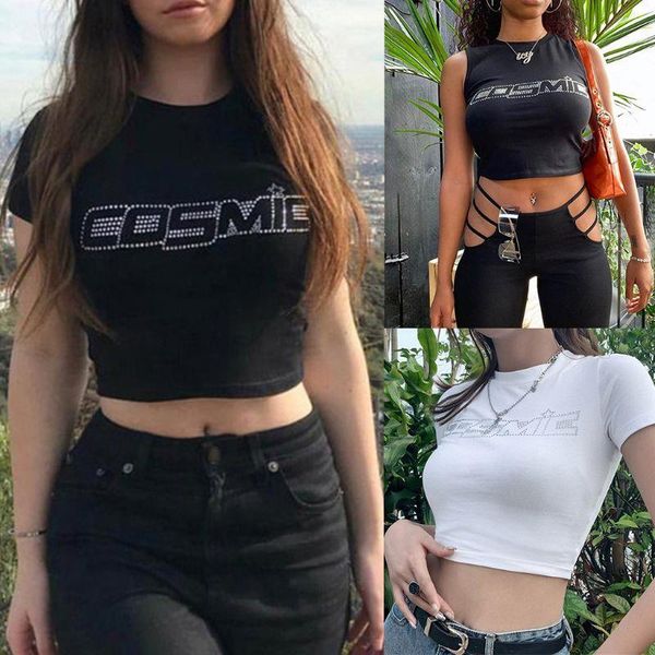 women summer short sleeve/sleeveless drill rhinestone cosmic letters t-shirts navel club party streetwear drop shipping, White
women summer short sleeve/sleeveless drill rhinestone cosmic letters t-shirts navel club party streetwear drop shipping, White
