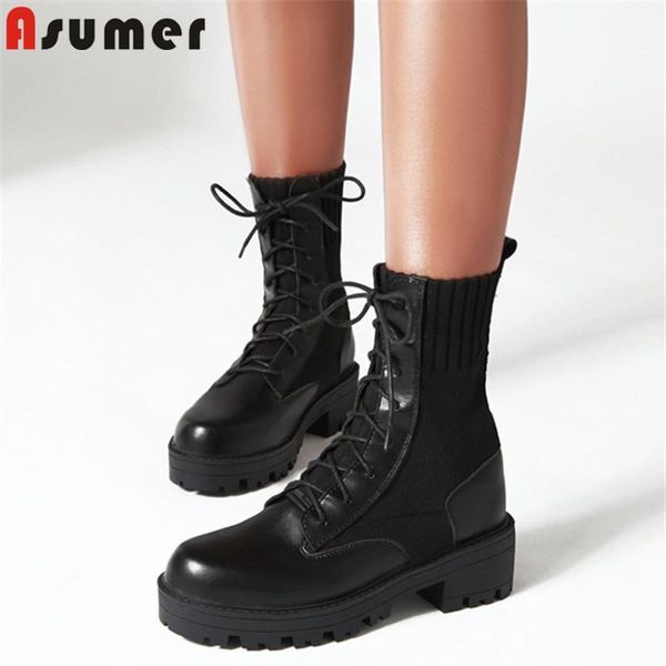 asumer 2020 new arrival pu round toe ankle boots women lace up knitting simple low heels casual shoes ladies autumn short boots, Black
asumer 2020 new arrival pu round toe ankle boots women lace up knitting simple low heels casual shoes ladies autumn short boots, Black