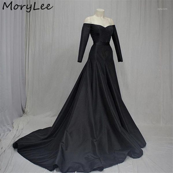long sleeves evening dresses black v-neck floor length sweep train zipper back evening dresses vestidos de fiesta de noche1, White;black