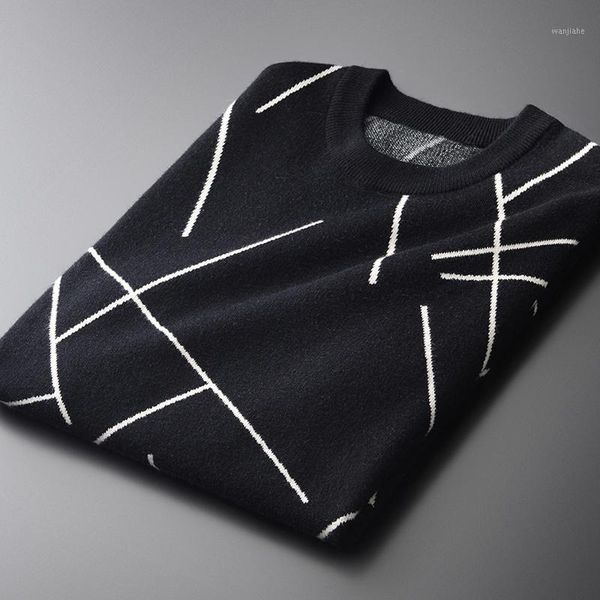 new men sweater luxury jacquard striped knitting round collar mens sweater fashion casual slim fit man plus size 4xl1, White;black
new men sweater luxury jacquard striped knitting round collar mens sweater fashion casual slim fit man plus size 4xl1, White;black