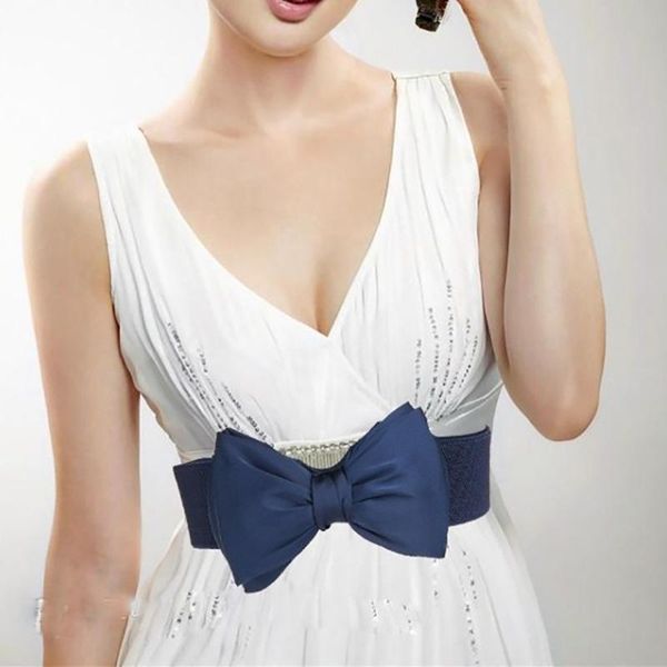 women fashion belt bowknot waistband body shaping bands wide elastic stretch waist belt, Black;brown