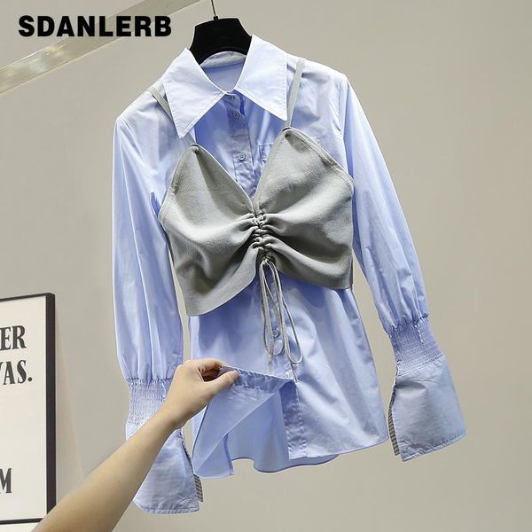 women autumn blouse new pleated slim camis + bell long sleeve shirt ladies chic blouses shirts femme blusas, White
women autumn blouse new pleated slim camis + bell long sleeve shirt ladies chic blouses shirts femme blusas, White