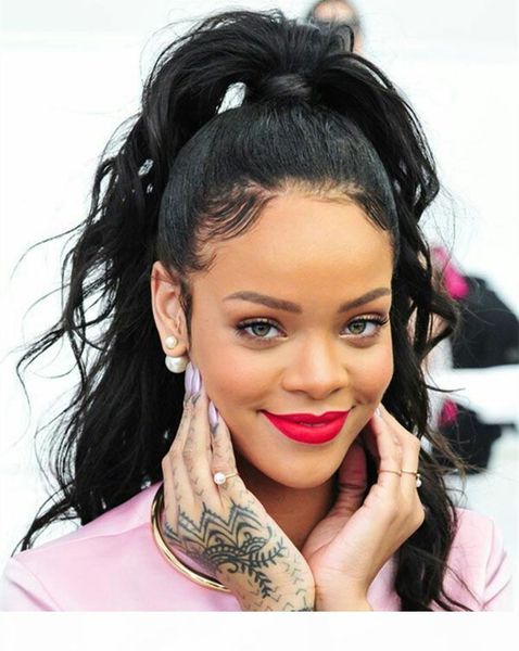 rihanna new stylis clip in human ponytail style long high wet and wavy curly brazilian hair drawstring ponytails hair extensions 140g, Black
rihanna new stylis clip in human ponytail style long high wet and wavy curly brazilian hair drawstring ponytails hair extensions 140g, Black