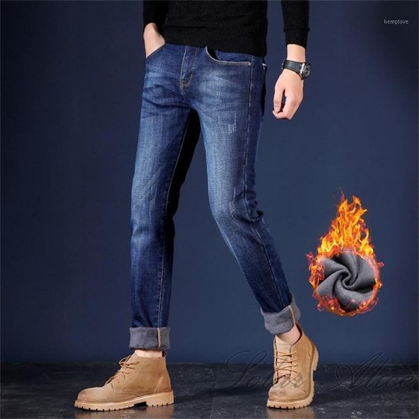 2020 men's winter new plus velvet warm straight-leg jeans mid-waist loose large size thick slim stretch pants1, Blue 
2020 men's winter new plus velvet warm straight-leg jeans mid-waist loose large size thick slim stretch pants1, Blue