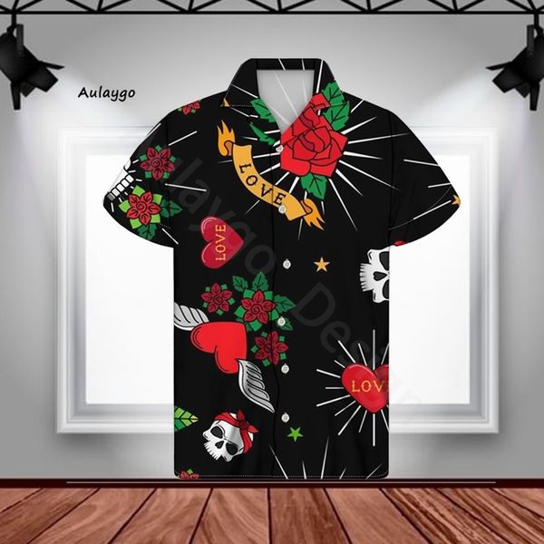 hawaiian shirt skull rose print men summer shirt breathable casual short sleeve oversize clothes streetwear koszula lj200925, White;black
hawaiian shirt skull rose print men summer shirt breathable casual short sleeve oversize clothes streetwear koszula lj200925, White;black