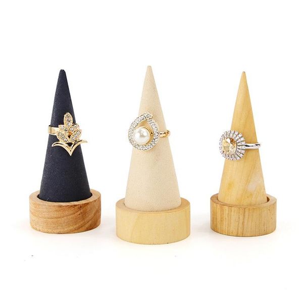wood jewelry organizer ring display stand holder cone shaped support finger rack crafts rings storage showcase, Pink;blue
wood jewelry organizer ring display stand holder cone shaped support finger rack crafts rings storage showcase, Pink;blue