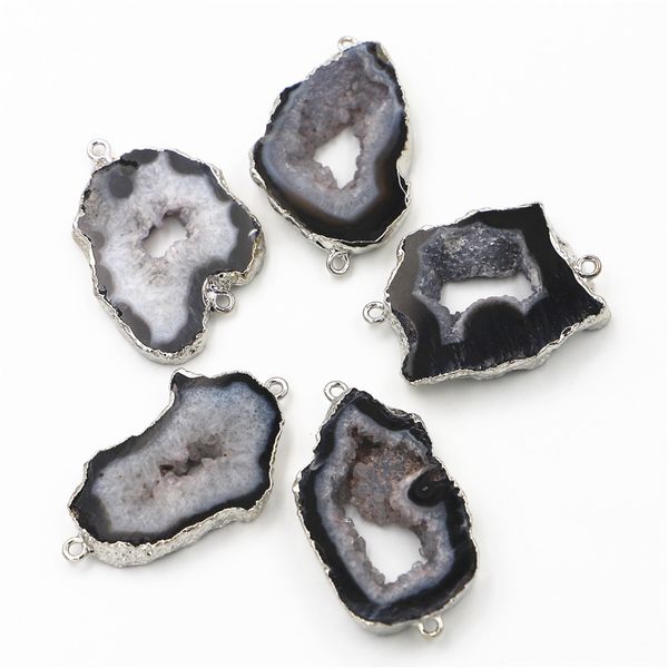 new 5pcs natural stone black agates slice connectors irregular raw onyx druzy pendants for diy jewelry making wholesale q1209, Bronze;silver
new 5pcs natural stone black agates slice connectors irregular raw onyx druzy pendants for diy jewelry making wholesale q1209, Bronze;silver