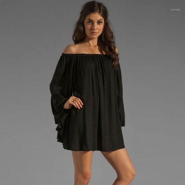 women's lantern sleeve solid color dress ladies off shoulder long sleeve casual mini dress women elegant for party #41, Black;gray
women's lantern sleeve solid color dress ladies off shoulder long sleeve casual mini dress women elegant for party #41, Black;gray