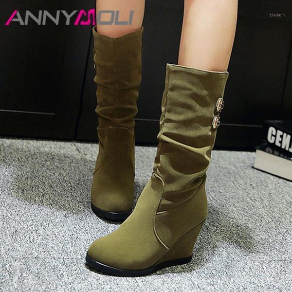 annymoli mid-calf boots women shoes metal decoration super high heel boots round toe wedge heels lady winter black beige1
annymoli mid-calf boots women shoes metal decoration super high heel boots round toe wedge heels lady winter black beige1