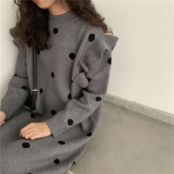 vintage polk dot sweater dress 2020 korean casual o-neck hit color long sleeve loose oversized calf-length vestido fashion new, Black;gray
vintage polk dot sweater dress 2020 korean casual o-neck hit color long sleeve loose oversized calf-length vestido fashion new, Black;gray