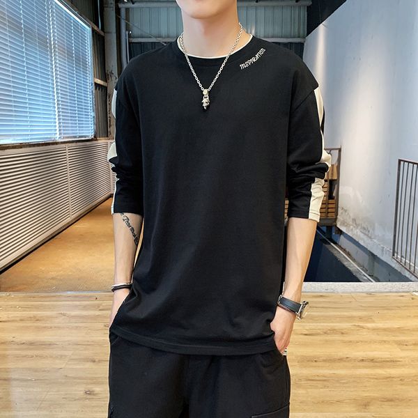long sleeve panel t-shirt tshirt new fashion black gray shirt men's loose cotton t shirts o-neck casual, White;black
long sleeve panel t-shirt tshirt new fashion black gray shirt men's loose cotton t shirts o-neck casual, White;black