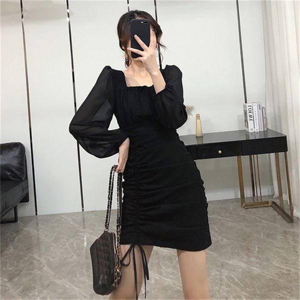 2021 new bodycon korean full sleeve bandage fashion square collar black dress new one-piece lady party club clothes fall 4cfo, Black;gray
2021 new bodycon korean full sleeve bandage fashion square collar black dress new one-piece lady party club clothes fall 4cfo, Black;gray