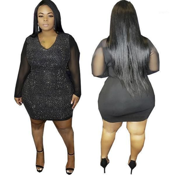 plus size glitter rhinestones women dress drilling v-neck mesh patchwork bodycon mini dress for nightclub party xl-5xl 20211, Black;gray
plus size glitter rhinestones women dress drilling v-neck mesh patchwork bodycon mini dress for nightclub party xl-5xl 20211, Black;gray