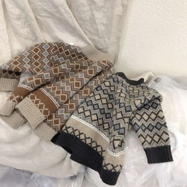 new clothing winter korean diamond check collar bottomed children's sweater pullover, Blue
new clothing winter korean diamond check collar bottomed children's sweater pullover, Blue