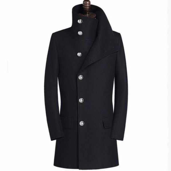 men's wool & blends stand collar casual woolen coat men trench coats long sleeves single-breasted overcoat mens cashmere casaco masculi, Black
men's wool & blends stand collar casual woolen coat men trench coats long sleeves single-breasted overcoat mens cashmere casaco masculi, Black