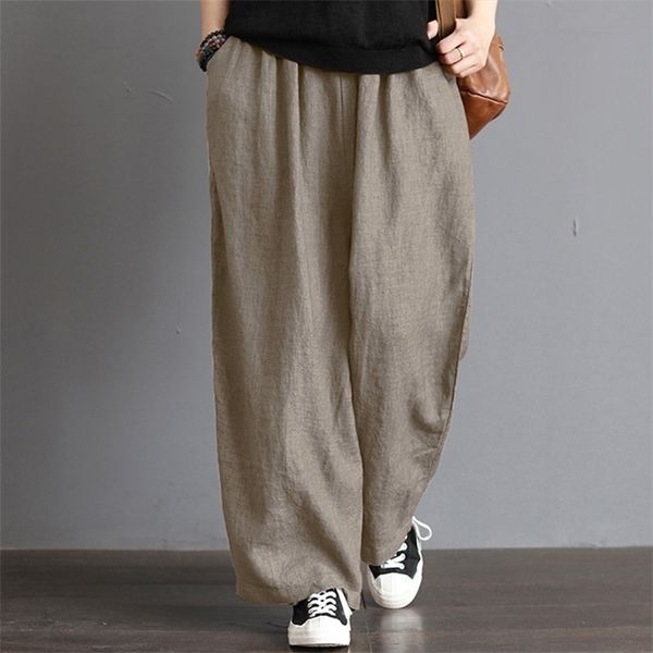 5xl plus size women's casual loose wide leg pants vintage elastic waist trousers casual cotton linen oversized long pants 201031, Black;white
5xl plus size women's casual loose wide leg pants vintage elastic waist trousers casual cotton linen oversized long pants 201031, Black;white