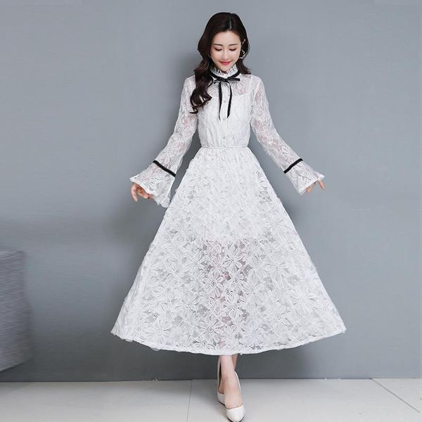 coigarsam 3xl plus size lace women long dress new spring high waist dresses white 221, Black;gray 
coigarsam 3xl plus size lace women long dress new spring high waist dresses white 221, Black;gray