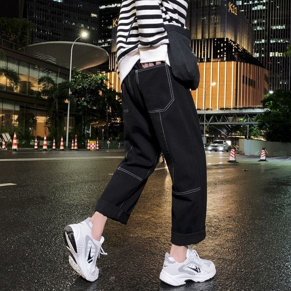 men's spring autumn wide leg baggy jeans men blue straight jeans hip hop loose ankle length denim pants plus size 201120
men's spring autumn wide leg baggy jeans men blue straight jeans hip hop loose ankle length denim pants plus size 201120