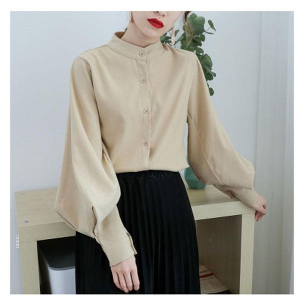 women's blouses & shirts fashion korean lantern sleeve blouse women autumn single breasted o neck office street solid vintage, White
women's blouses & shirts fashion korean lantern sleeve blouse women autumn single breasted o neck office street solid vintage, White