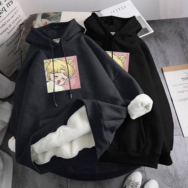 olsuper cec girls' sweater autumn winter plush thickened korean hooded students' lazy loose ins fashion, Black
olsuper cec girls' sweater autumn winter plush thickened korean hooded students' lazy loose ins fashion, Black