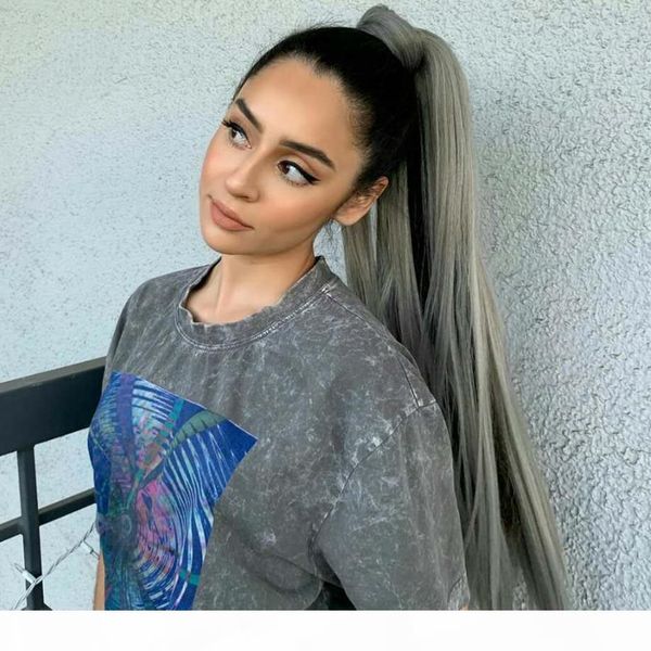 real dark grey ombre hair ponytail hairpiece silky straight short high women ponytail extension salt and pepper silver grey naturall 140g, Black
real dark grey ombre hair ponytail hairpiece silky straight short high women ponytail extension salt and pepper silver grey naturall 140g, Black