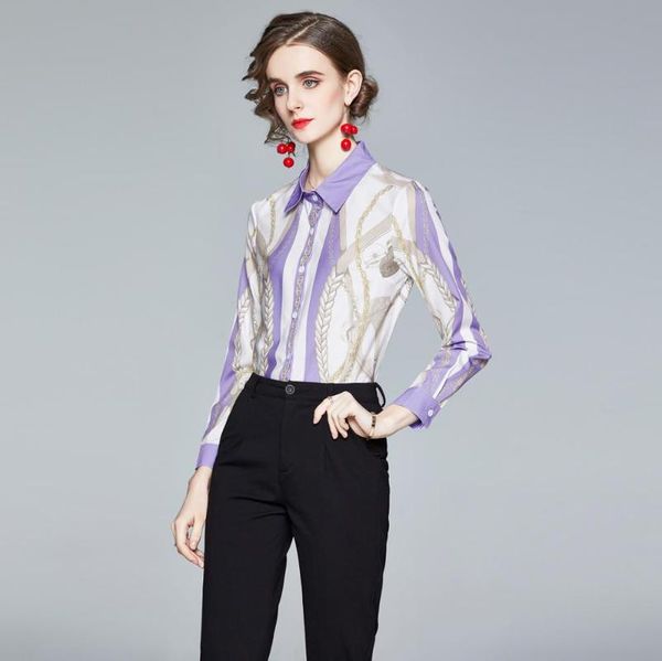 women's blouses & shirts elegant office lady women spring and runway fashion long sleeve turn down collar print blusas feminino, White
women's blouses & shirts elegant office lady women spring and runway fashion long sleeve turn down collar print blusas feminino, White