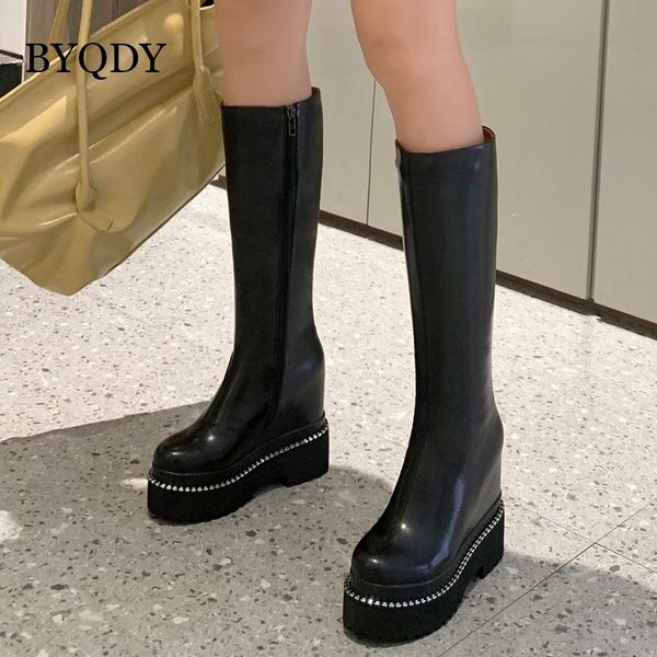 boots byqdy knee high women heels platform winter boot side zipper genuine leather tube fetish shoes plus size 41, Black
boots byqdy knee high women heels platform winter boot side zipper genuine leather tube fetish shoes plus size 41, Black