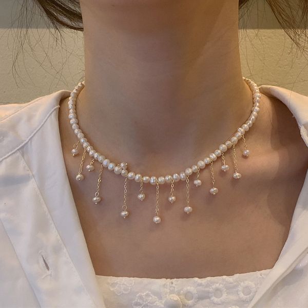 french gentle style baroque court pearl necklace korean version simple temperament clavicle chain pendant sweater, Silver
french gentle style baroque court pearl necklace korean version simple temperament clavicle chain pendant sweater, Silver