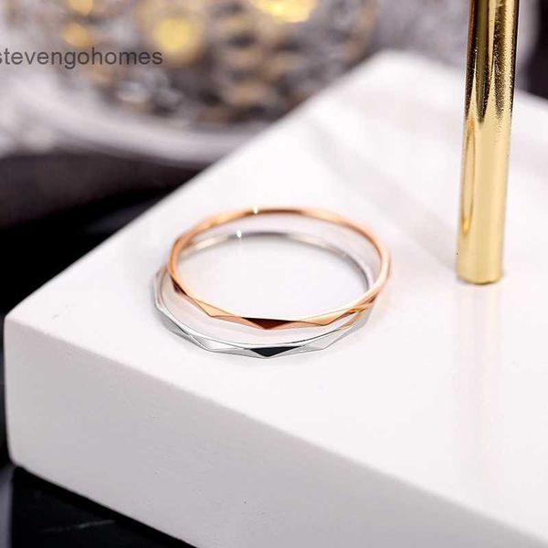 fine rose net steel red gold fashion titanium v-shaped flower does not fade tail ring, Silver