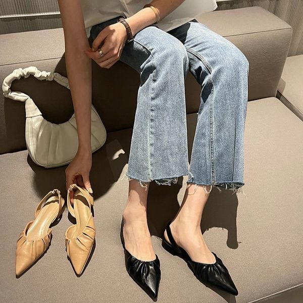 2021 spring/summer new korean version of wrinkled pointed low elastic heel sandal fashion band aw02, Black
2021 spring/summer new korean version of wrinkled pointed low elastic heel sandal fashion band aw02, Black