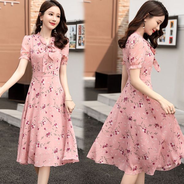 Sweet Fresh Floral Print Bow Tie Chiffon Short Sleeve Ankle-length A-line Plus Size Elegant Women Summer Cocktail Dress 9237 party, Pink
Sweet Fresh Floral Print Bow Tie Chiffon Short Sleeve Ankle-length A-line Plus Size Elegant Women Summer Cocktail Dress 9237 party, Pink