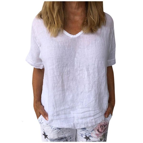 50#2020 elegant linen cotton blouse shirt women summer v neck short sleeve new 3xl ladies casual plus size blouses fashion, White
50#2020 elegant linen cotton blouse shirt women summer v neck short sleeve new 3xl ladies casual plus size blouses fashion, White