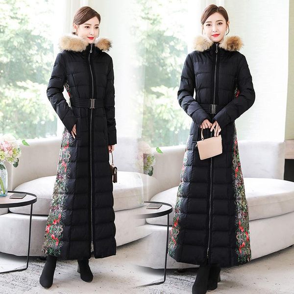women's down & parkas chinese style winter coat big fur collar printing thicken slim long cotton parka jackets warm elegant overcoat y1, Black
women's down & parkas chinese style winter coat big fur collar printing thicken slim long cotton parka jackets warm elegant overcoat y1, Black