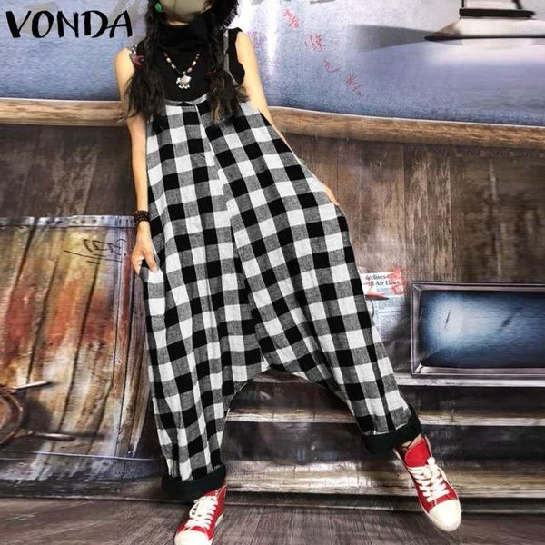 rompers womens jumpsuit vintage harem pants plaid print long playsuits female casual loose sleeveless overalls plus size1, Black;white
rompers womens jumpsuit vintage harem pants plaid print long playsuits female casual loose sleeveless overalls plus size1, Black;white