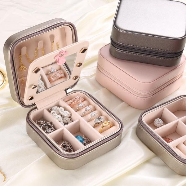 small square shaped jewelry box earrings rings organizer with mirror travel portable pu leather necklace multi-function storage, Pink;blue
small square shaped jewelry box earrings rings organizer with mirror travel portable pu leather necklace multi-function storage, Pink;blue