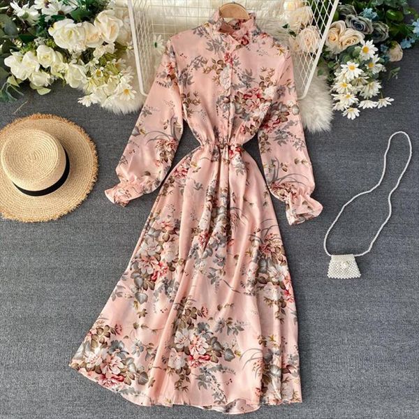 2020 vintage floral print stand collar chiffon dress spring summer midi long party women elastic waist vestido elegant dress, Black;gray
2020 vintage floral print stand collar chiffon dress spring summer midi long party women elastic waist vestido elegant dress, Black;gray