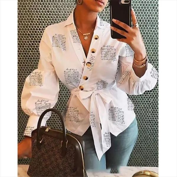 women button blouse shirt 2019 female clothing long sleeve blusas casual womens office blouses print letter lady ol top, White
women button blouse shirt 2019 female clothing long sleeve blusas casual womens office blouses print letter lady ol top, White