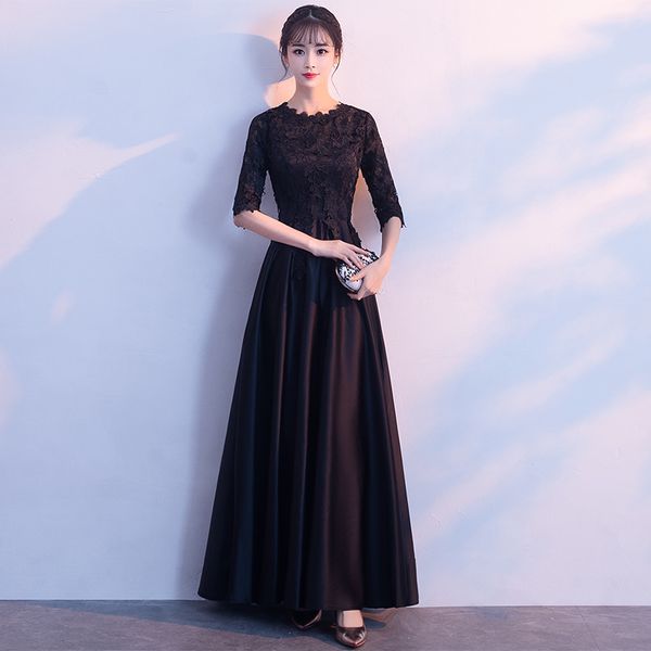 robe de soiree black long o-neck lace with appliques a-line evening dress vestido de festa prom dress party dress formal, Black;red
robe de soiree black long o-neck lace with appliques a-line evening dress vestido de festa prom dress party dress formal, Black;red