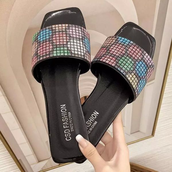 rhinestone flat women slippers sandals summer outdoor beach lady bling shoes large size flip flops open toe flats lady footwear #7p7m, Black 
rhinestone flat women slippers sandals summer outdoor beach lady bling shoes large size flip flops open toe flats lady footwear #7p7m, Black