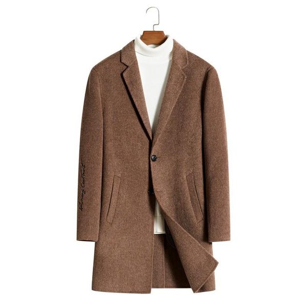 men's wool & blends the man long double coat in 2021 han edition woolen cloth fashionable windbreaker, Black
men's wool & blends the man long double coat in 2021 han edition woolen cloth fashionable windbreaker, Black
