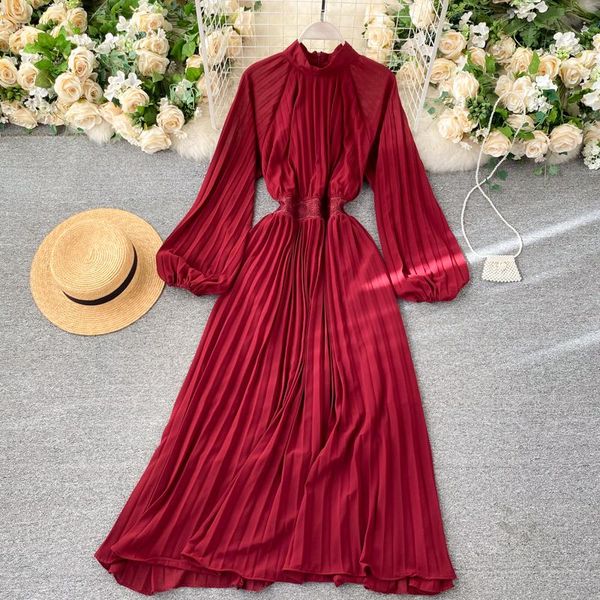 casual dresses retro big bottom pleated long dress women stylish puffy sleeve slim waist, Black;gray
casual dresses retro big bottom pleated long dress women stylish puffy sleeve slim waist, Black;gray