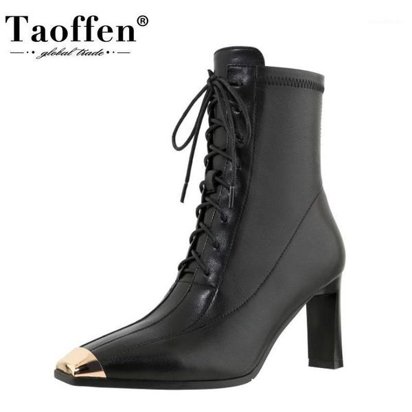 boots taoffen real leather women ankle thick high heel metal decoration zipper shoes warm fashion footwear size 34-391, Black
boots taoffen real leather women ankle thick high heel metal decoration zipper shoes warm fashion footwear size 34-391, Black