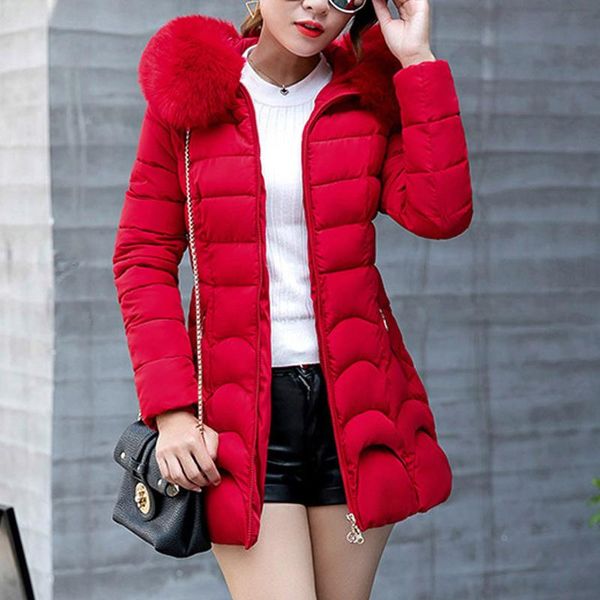 women hooded outwear warm coat long thick furry collar cotton slim jacket, Black;brown
women hooded outwear warm coat long thick furry collar cotton slim jacket, Black;brown