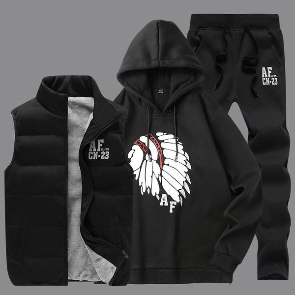 men tracksuit set 3 pieces 2020 coat fleece hoodies sweatshirts+sweatpants suit autumn winter warm logo printed hooded pullover, Gray
men tracksuit set 3 pieces 2020 coat fleece hoodies sweatshirts+sweatpants suit autumn winter warm logo printed hooded pullover, Gray