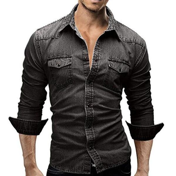 men's casual shirts 2021 spring denim shirt men long sleeves slim fit double pocket cotton dress male solid camisa masculina, White;black
men's casual shirts 2021 spring denim shirt men long sleeves slim fit double pocket cotton dress male solid camisa masculina, White;black